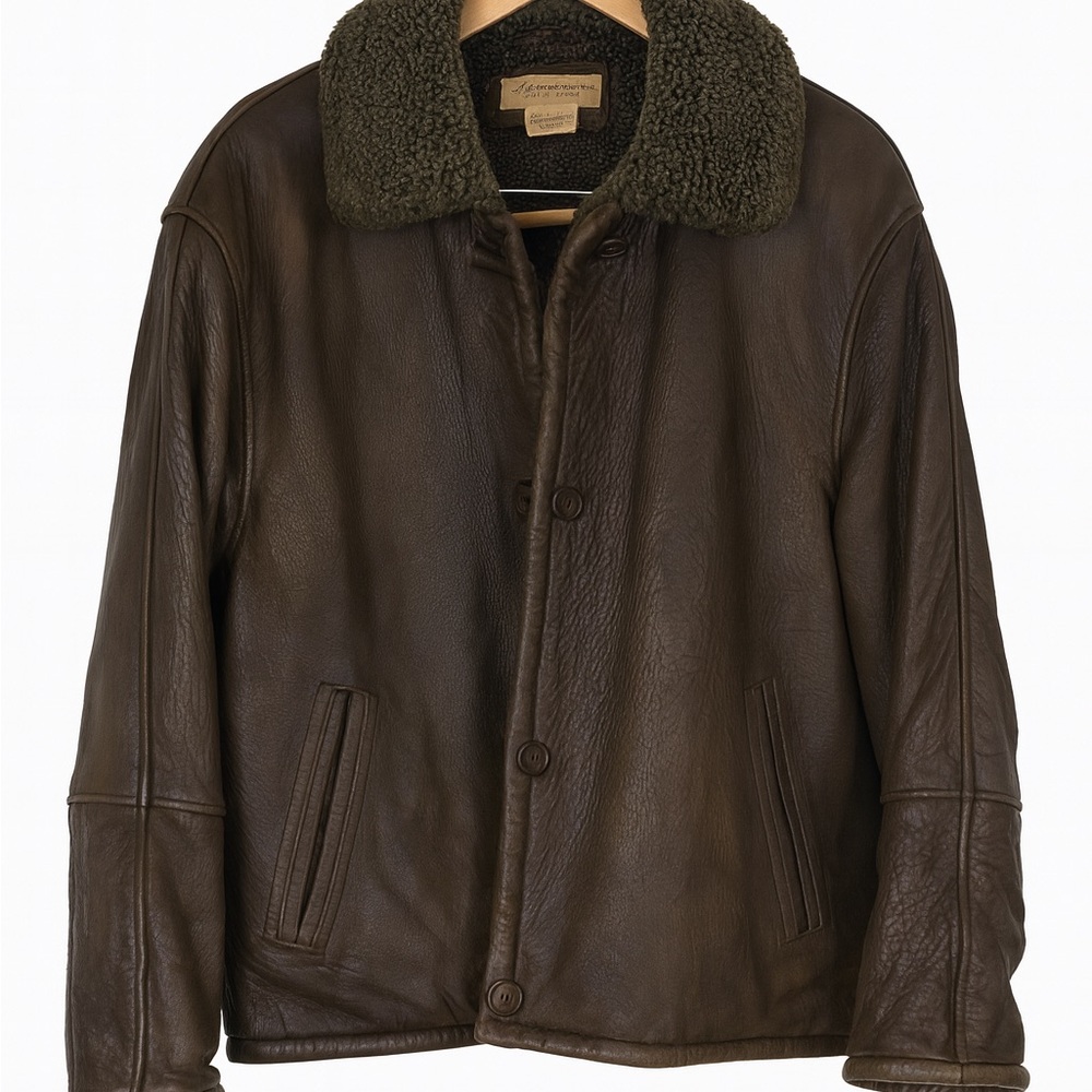 Women's Dark Brown Leather Jacket with Shearling Collar